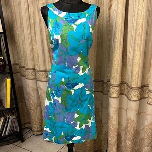 Talbots Floral Midi Dress - Blue and Green